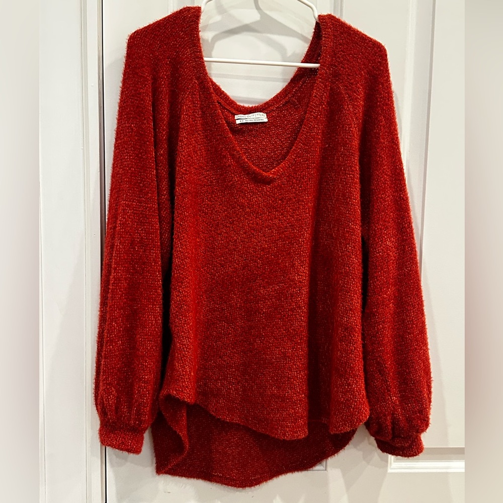 Deep red/orange slouchy knit sweater Urban Outfitters